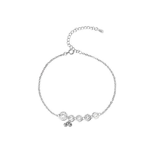 Tobillera de plata esterlina de moda, plata de ley 925, con 3cm extender cadena, para mujer, color de platina, longitud:aproximado 19 cm, Vendido por UD