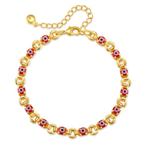 Cúbicos Circonia pulsera Latón Micro pavimenta, metal, diferentes estilos para la opción & micro arcilla de zirconia cúbica & para mujer & esmalte, dorado, Vendido por UD