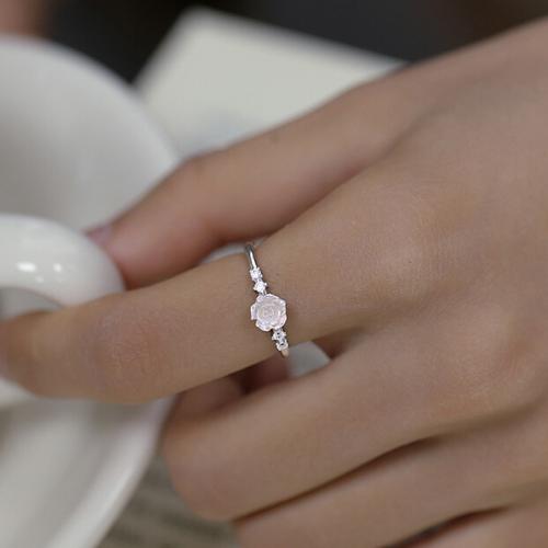 Cubic Zirconia micr3ofono pavimenta anillos de plata esterlina, plata de ley 925, chapado, micro arcilla de zirconia cúbica & para mujer, plateado, Vendido por UD