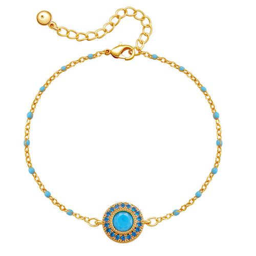 Bracelets en laiton, avec turquoise, Placage, pour femme, doré, Vendu par PC