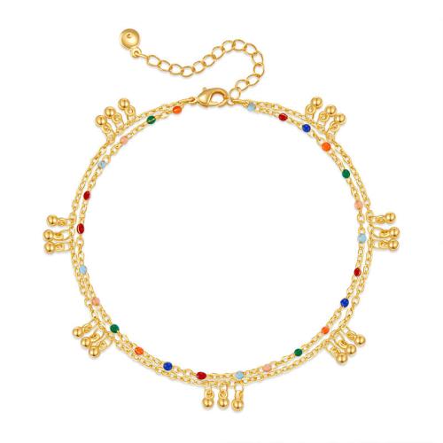 Brass Anklet, for woman & enamel, more colors for choice, Length:Approx 22 cm, Sold By PC