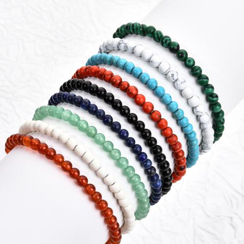 Gemstone Bracelets, with Natural Stone, different materials for choice & for woman, more colors for choice, 4mm, Length:19 cm, Sold By PC