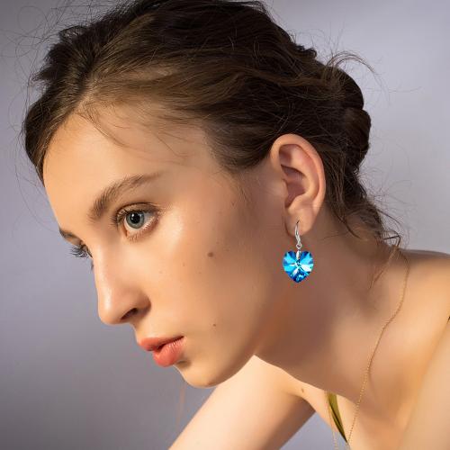 Boucles d'oreilles en alliage de zinc, avec verre, coeur, Placage, pour femme, plus de couleurs à choisir, Vendu par paire