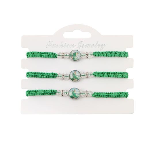 Bracciale in lega di zinco, lega in zinco, with nailon propilenica & vetro & plastica rivestito in rame, placcato, unisex & stili diversi per la scelta & smalto & con strass, nessuno, assenza di nichel,piombo&cadmio, Lunghezza 18-26 cm, Venduto da set