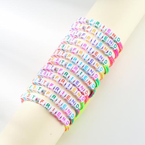 Acrylic Bracelets, with Polyamide & Copper Coated Plastic, Unisex, more colors for choice, Length:18-26 cm, Sold By Set