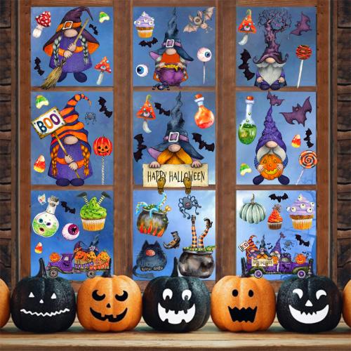 PVC Plastic Window Stickers with Paper printing Halloween Design Sold By Set