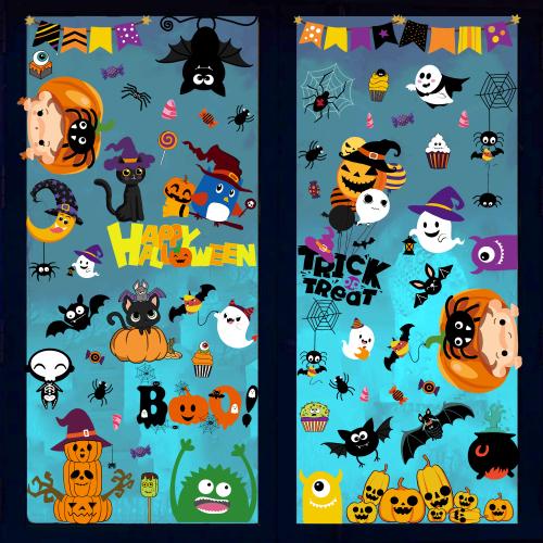 PVC Plastic Window Stickers, with Paper, printing, Halloween Design & waterproof & double-sided, 200x300mm, Sold By Set