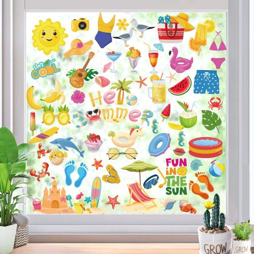 PVC Plastic Window Stickers, with Paper, printing, different designs for choice & waterproof & double-sided, 200x300mm, Sold By Set