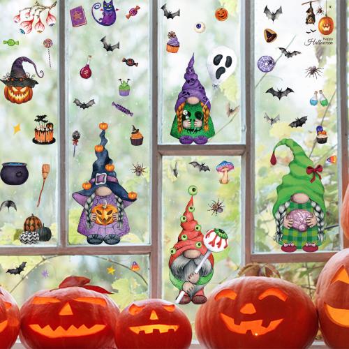 PVC Plastic Window Stickers, with Paper, printing, Halloween Design & waterproof & double-sided, 200x300mm, Sold By Set