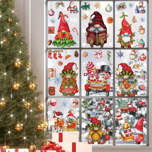 PVC Plastic Christmas Stickers, with Paper, printing, waterproof & double-sided, 200x300mm, Sold By Set