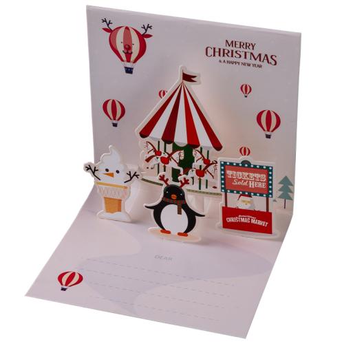 Paper Christmas Card, printing, 3D effect & different styles for choice, 115x115mm, Sold By PC