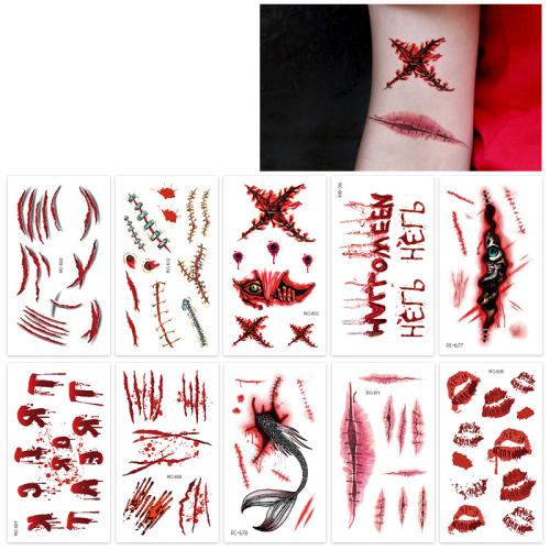 Paper Tattoo Sticker, water transfer painting, Halloween Design & different styles for choice, Sold By Set