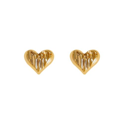 Brass Earring Clip Heart fashion jewelry & for woman golden Sold By Pair