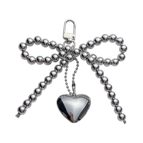 Bag Purse Charms Keyrings Keychains Zinc Alloy with Plastic Pearl Bowknot for woman Sold By PC