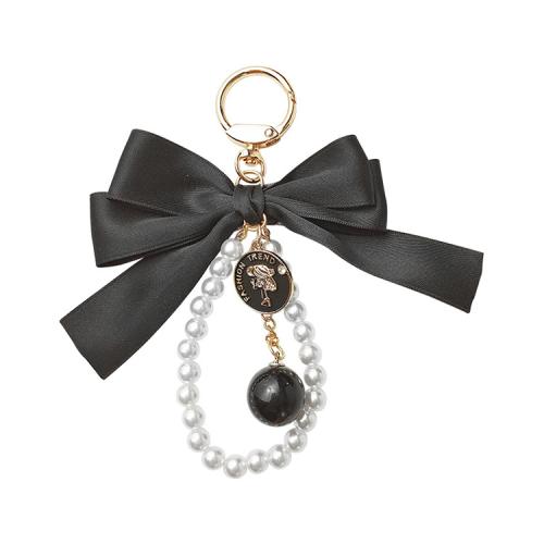 Bag Purse Charms Keyrings Keychains Zinc Alloy with Cloth & Plastic Pearl for woman 145mm Sold By PC