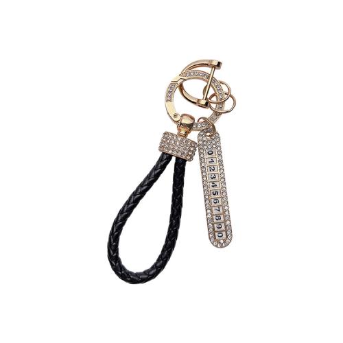 Bag Purse Charms Keyrings Keychains, Tibetan Style, with PU Leather, for woman & with rhinestone, more colors for choice, 120mm, Sold By PC