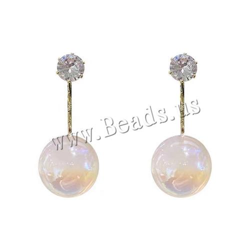 Zinc Alloy Stud Earring with Plastic Pearl fashion jewelry & for woman & with rhinestone Sold By Pair