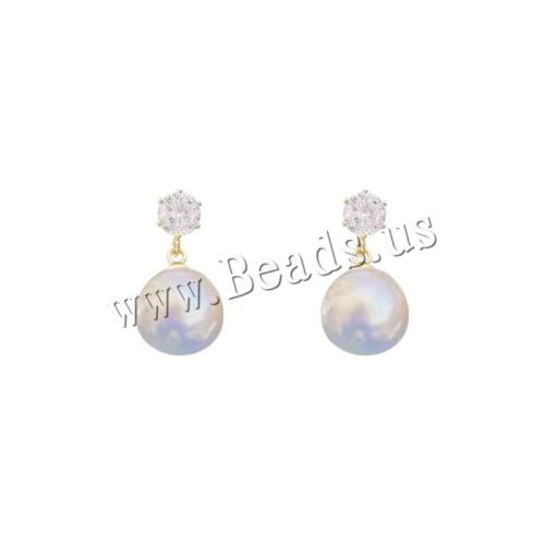 Tibetan Style Stud Earring, with Plastic Pearl, fashion jewelry & for woman & with rhinestone, white, 27x14mm, Sold By Pair