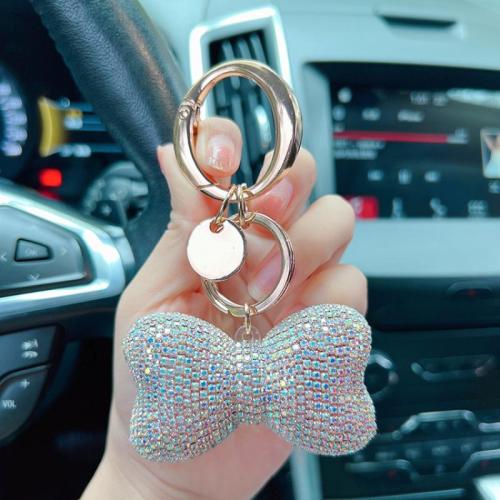 Bag Purse Charms Keyrings Keychains Zinc Alloy Bowknot multifunctional & for woman & with rhinestone Sold By PC