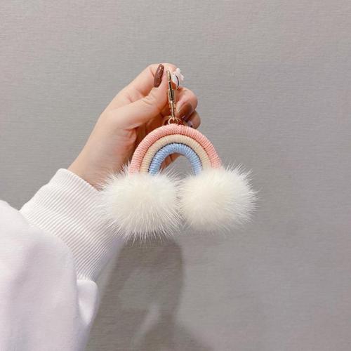 Bag Purse Charms Keyrings Keychains Zinc Alloy with Mink fur multifunctional & for woman Sold By PC