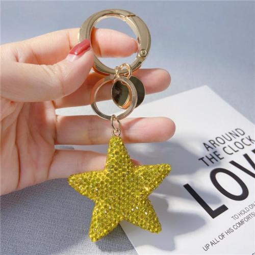 Bag Purse Charms Keyrings Keychains, Tibetan Style, Star, multifunctional & for woman & with rhinestone, more colors for choice, 55x120mm, Sold By PC