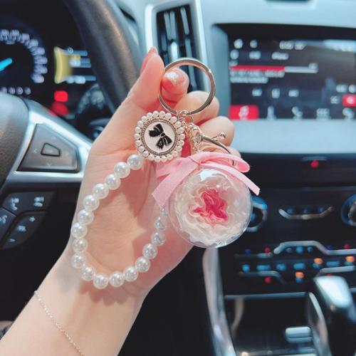 Bag Purse Charms Keyrings Keychains, Tibetan Style, with Plastic Pearl & Acrylic, multifunctional & for woman, more colors for choice, Sold By PC