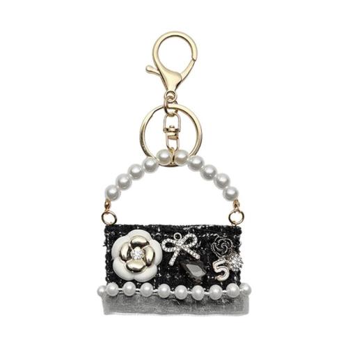 Bag Purse Charms Keyrings Keychains Zinc Alloy with Polyester & Plastic Pearl Handbag multifunctional & for woman Sold By PC