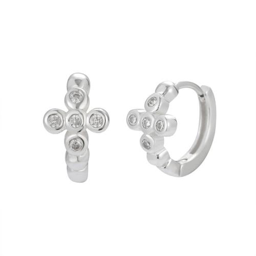 Zircon cubique Micro Pave d'oreille en argent sterling, Argent sterling 925, bijoux de mode & pavé de micro zircon & pour femme, 7.10x12.20mm, Vendu par paire