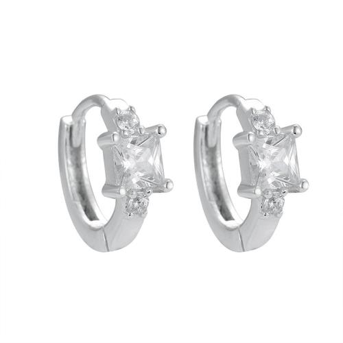 Pendientes de Micro Pavé de Zirconía Cúbica en Plata de Ley, Plata de ley 925, Joyería & micro arcilla de zirconia cúbica & para mujer, 12.40mm, Vendido por Par