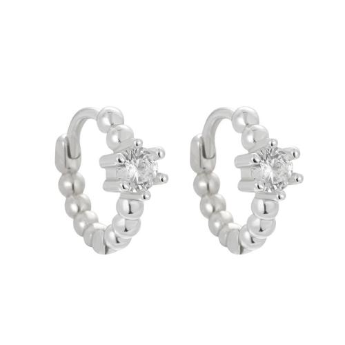 Zircon cubique Micro Pave d'oreille en argent sterling, Argent sterling 925, bijoux de mode & pavé de micro zircon & pour femme, 13mm, Vendu par paire