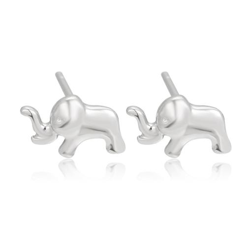 Pendientes de Micro Pavé de Zirconía Cúbica en Plata de Ley, Plata de ley 925, Elefante, Joyería & micro arcilla de zirconia cúbica & para mujer, 9.50mm, Vendido por Par