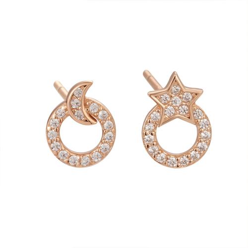 Pendientes de Micro Pavé de Zirconía Cúbica en Plata de Ley, Plata de ley 925, Joyería & micro arcilla de zirconia cúbica & para mujer, Vendido por Par