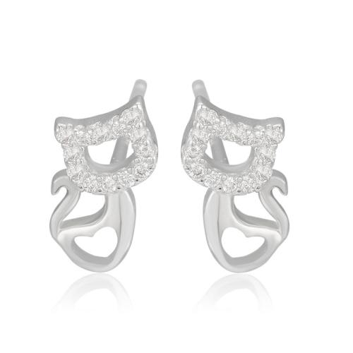 Pendientes de Micro Pavé de Zirconía Cúbica en Plata de Ley, Plata de ley 925, Joyería & micro arcilla de zirconia cúbica & para mujer, 11.10mm, Vendido por Par