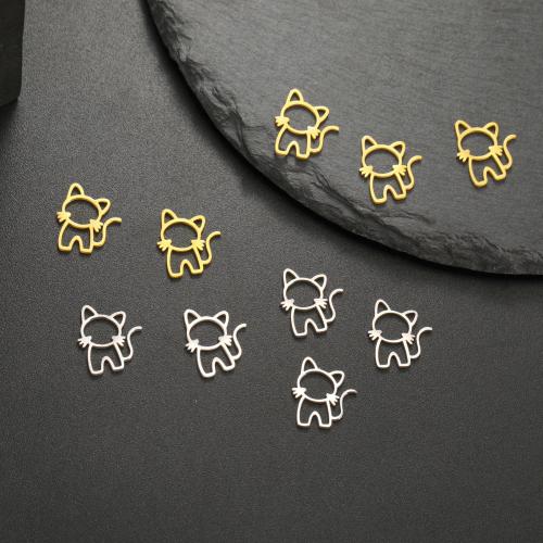 Edelstahl Tieranhänger, 304 Edelstahl, Katze, DIY, keine, 14x12mm, verkauft von PC