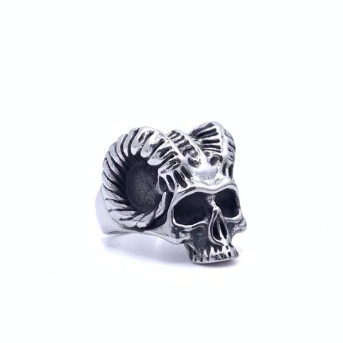 Stainless Steel Finger Ring 304 Stainless Steel Skull polished vintage & for man original color Sold By PC