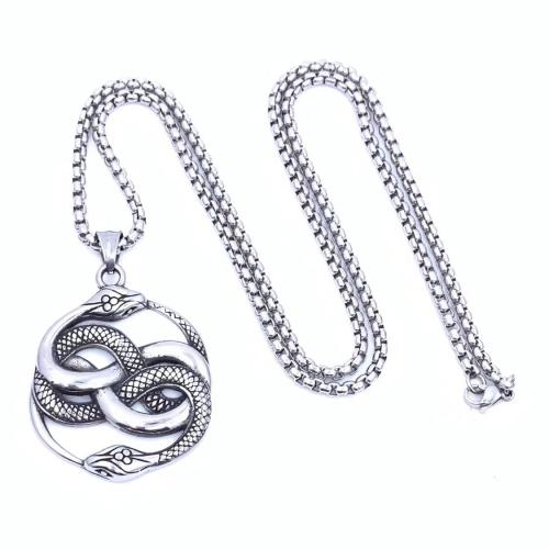 Stainless Steel Jewelry Necklace, 304 Stainless Steel, Snake, different length for choice & different styles for choice & for man, more colors for choice, 51x39mm, Sold By PC