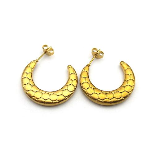 Boucle d'oreille de gaujon en acier inoxydable, Acier inoxydable 304, bijoux de mode & pour femme, doré, 22x27mm, Vendu par paire