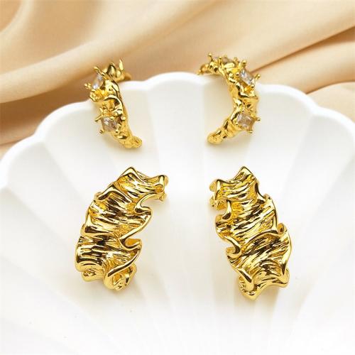 Pendientes de Acero Inoxidable, acero inoxidable 304, diferentes estilos para la opción & micro arcilla de zirconia cúbica & para mujer, dorado, Vendido por Par