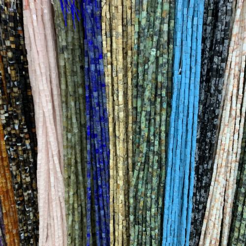 Mixed Gemstone Beads, Natural Stone, Round Tube, DIY & different materials for choice, more colors for choice, 2x4mm, Sold Per Approx 38 cm Strand