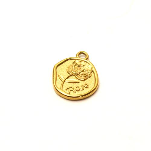 Stainless Steel Pendants, 304 Stainless Steel, Vacuum Ion Plating, DIY, golden, 14x19mm, Sold By PC