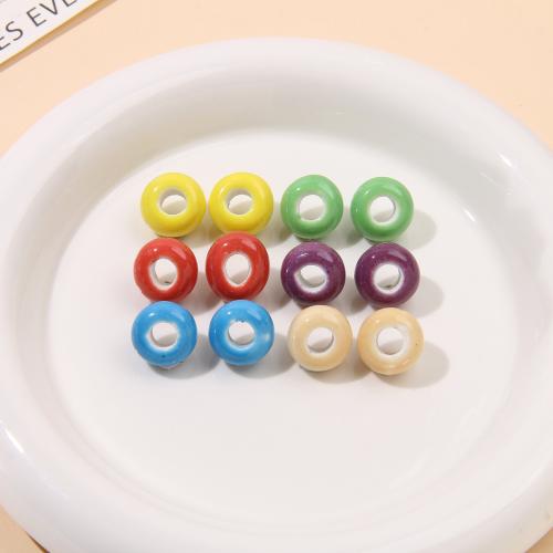 Porcelain Jewelry Beads, Flat Round, DIY, more colors for choice, 14mm, Approx 100PCs/Bag, Sold By Bag