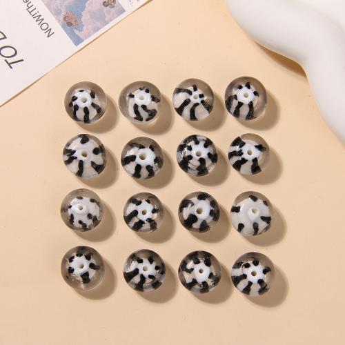 Lampwork Beads, Flat Round, DIY, white and black, 15mm, Approx 100PCs/Bag, Sold By Bag