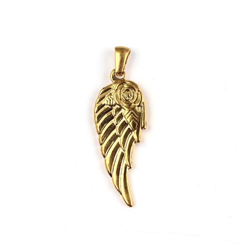 Stainless Steel Pendants, 304 Stainless Steel, Feather, Vacuum Ion Plating, DIY, more colors for choice, 35x13mm, Sold By PC