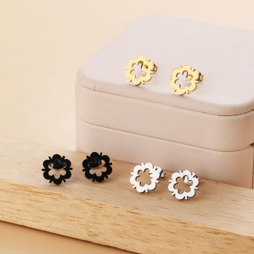 Stainless Steel Stud Earrings, 316 Stainless Steel, Flower, plated, for woman, more colors for choice, Sold By Pair