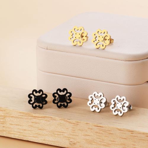 Stainless Steel Stud Øreringe, 316 Stainless Steel, Flower, forgyldt, for kvinde, flere farver til valg, Solgt af par