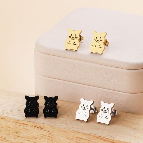 Stainless Steel Stud Earrings 316 Stainless Steel hamster plated for woman Sold By Pair