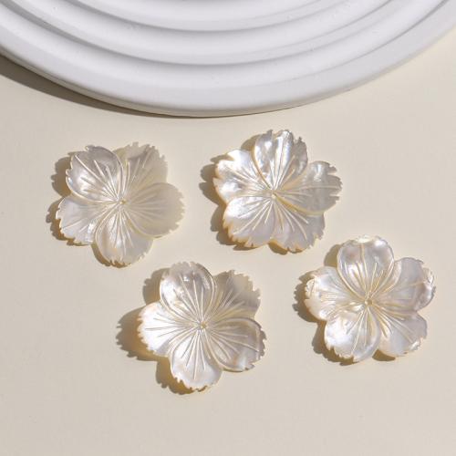 White Lip Shell Brooch Findings Flower polished DIY Sold By PC