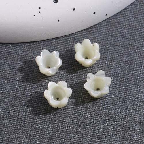 Abalorios de Nácar Natural de Agua Dulce, Arriba carcasa, Flor, pulido, Bricolaje, Blanco, 10x8mm, Vendido por UD