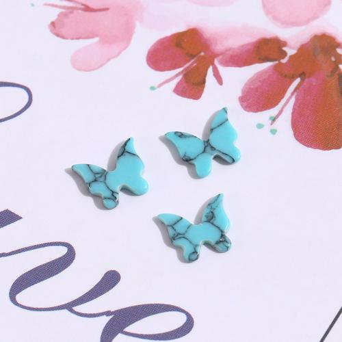 Turquoise Beads, Butterfly, polished, DIY, blue, 7x10mm, Sold By PC