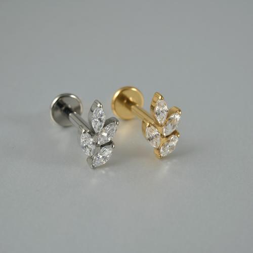 Titanio Acciaio Orecchini, placcato, gioielli di moda & Micro spianare cubic zirconia, nessuno, 7.20x4mm, 2PC/borsa, Venduto da borsa